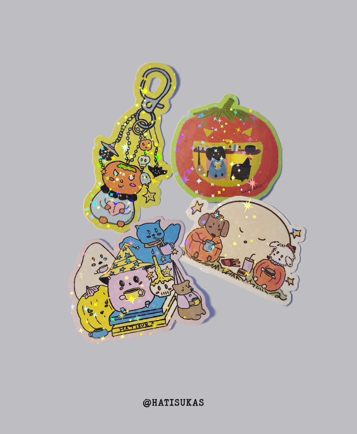 Pack com 4 adesivos temáticos de Halloween