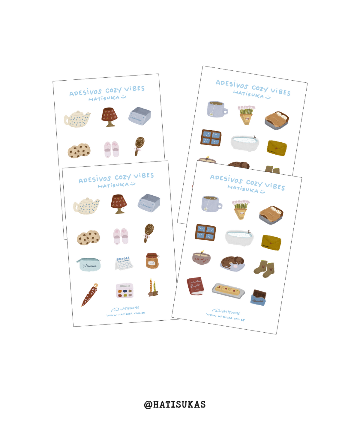 Cartelas de Adesivo - Cozy Stationery