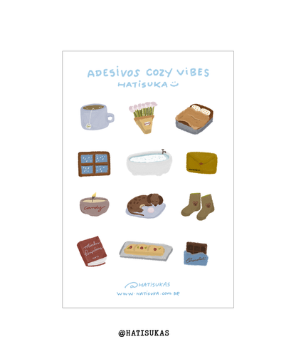Cartelas de Adesivo - Cozy Stationery