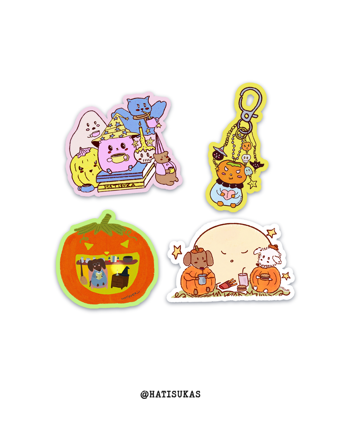 Pack com 4 adesivos temáticos de Halloween
