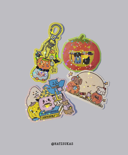 Pack com 4 adesivos temáticos de Halloween